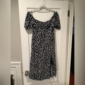 The Commence midi slit Navy and White Polka Dot Dress - 1270185747 OA220607029